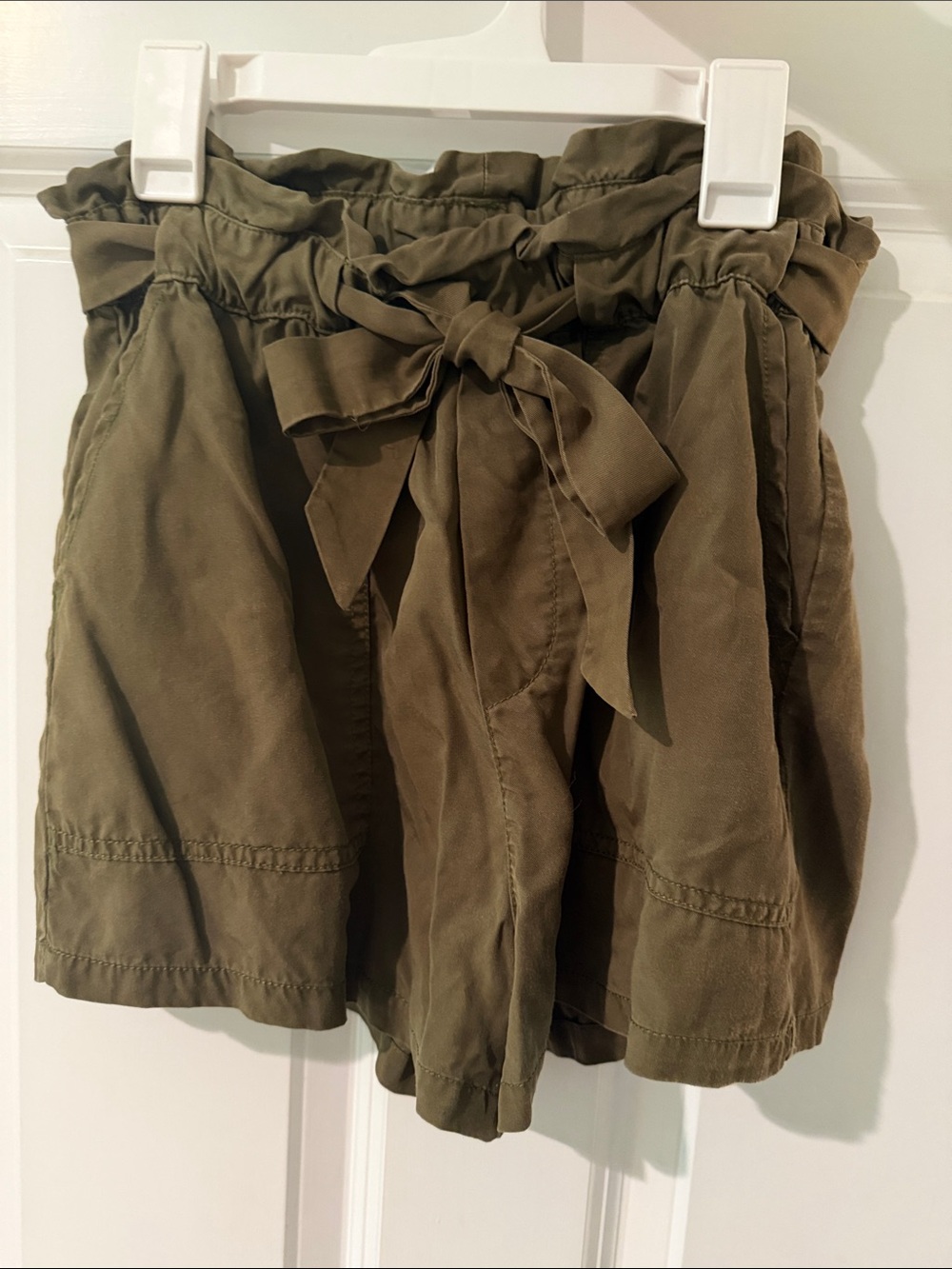 Garage Olive Paperbag Tie Waist Women’s Shorts
